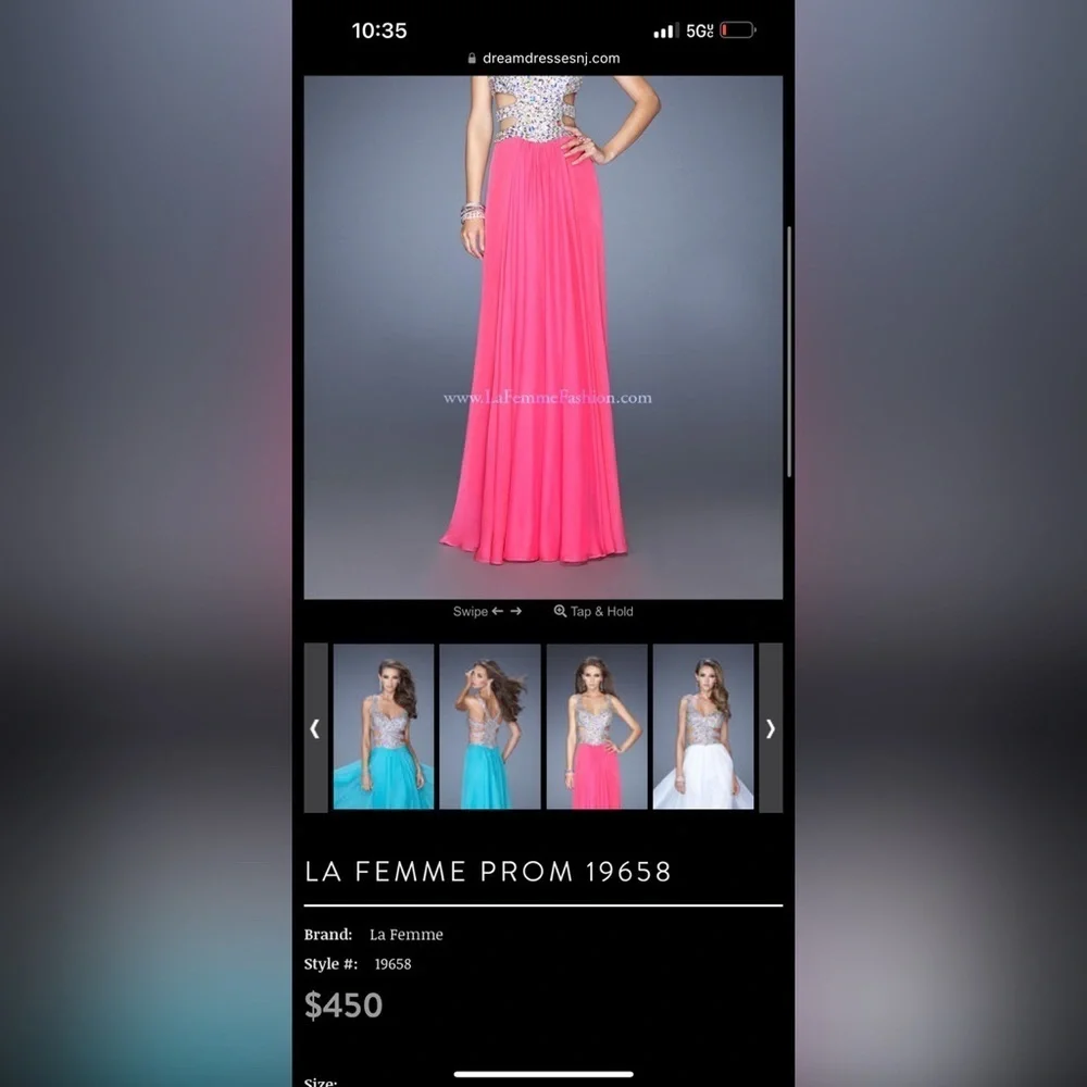 La Femme Bold Pink Gemstone Embellished Sleeveless Gown Dress